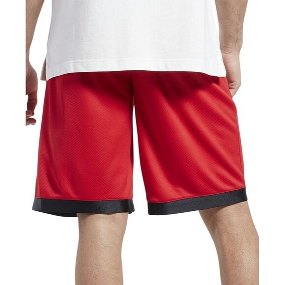 Reebok Men's Regular-Fit Logo-Print Mesh 10" Basketball Shorts Red Black S - Picture 2 of 8